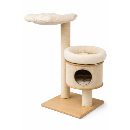 Utrecht cat tree 110 cm – designer cat tree with cosy cave, elevated platforms and 12 mm sisal – handcrafted in Germany